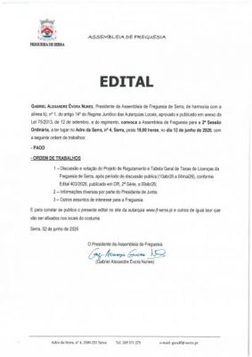 Assembleia de Freguesia - 2&ordf; Sess&atilde;o Ordinaria